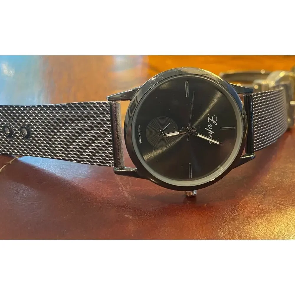 Unisex 37mm Gun Metal Tone Lupai Watch, Nylon Mesh Band